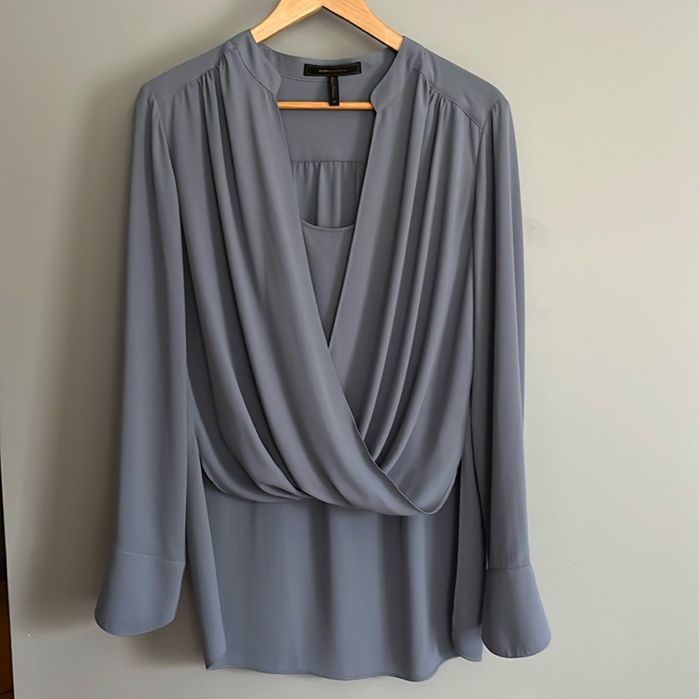 Bcbgmaxaria drape front blouse